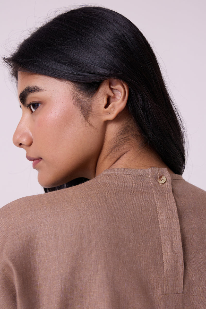Pam Brown Linen Top linen top/shirt by The Summer House in brown for women Worldwide