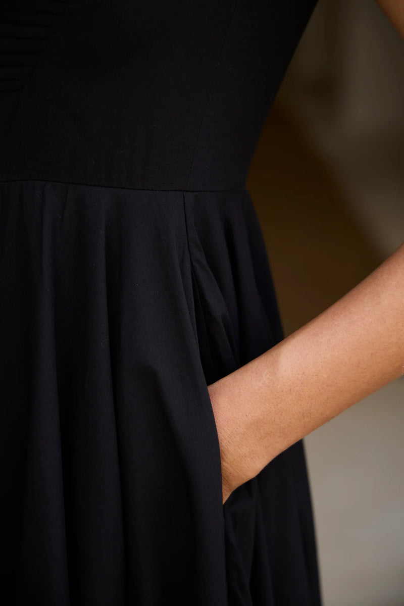 Manoor Black Organic Cotton Dress cotton by The Summer House in black color for women Worldwide