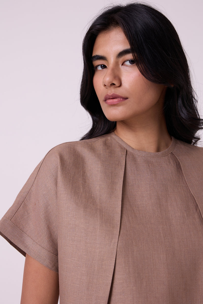 Pam Brown Linen Top linen top/shirt by The Summer House in brown for women Worldwide