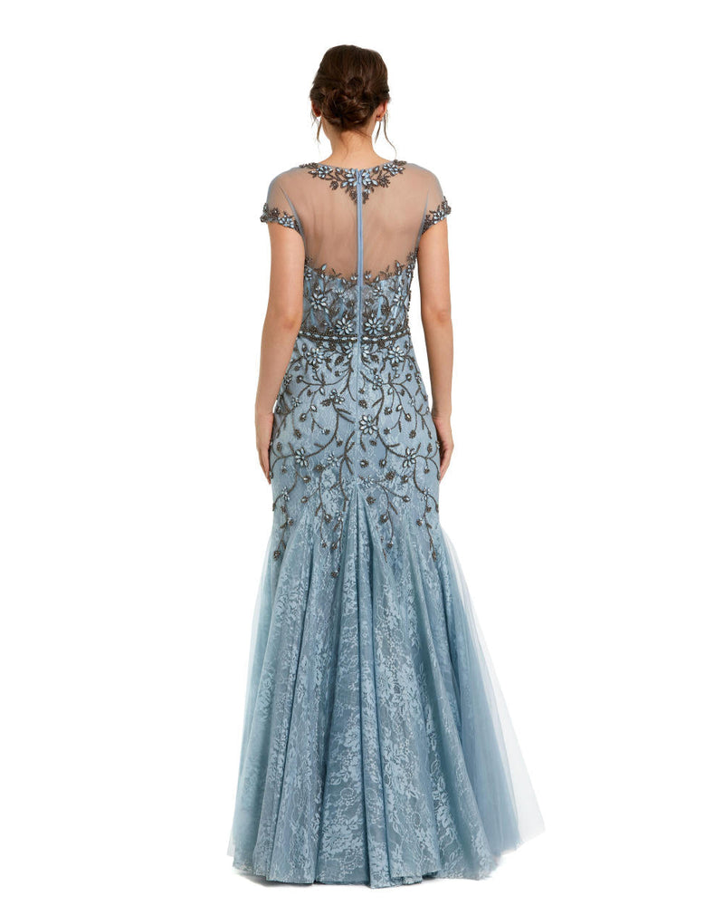 MD-2239 Flared Gown-Blue by Mac Duggal in blue color for women Worldwide