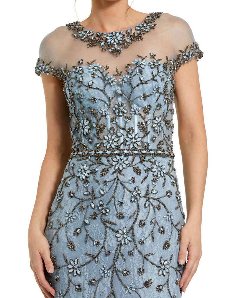 MD-2239 Flared Gown-Blue by Mac Duggal in blue color for women Worldwide