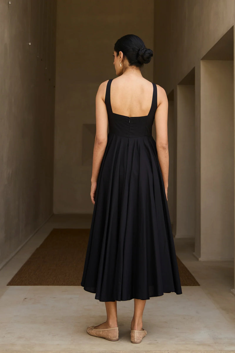 Manoor Black Organic Cotton Dress cotton by The Summer House in black color for women Worldwide