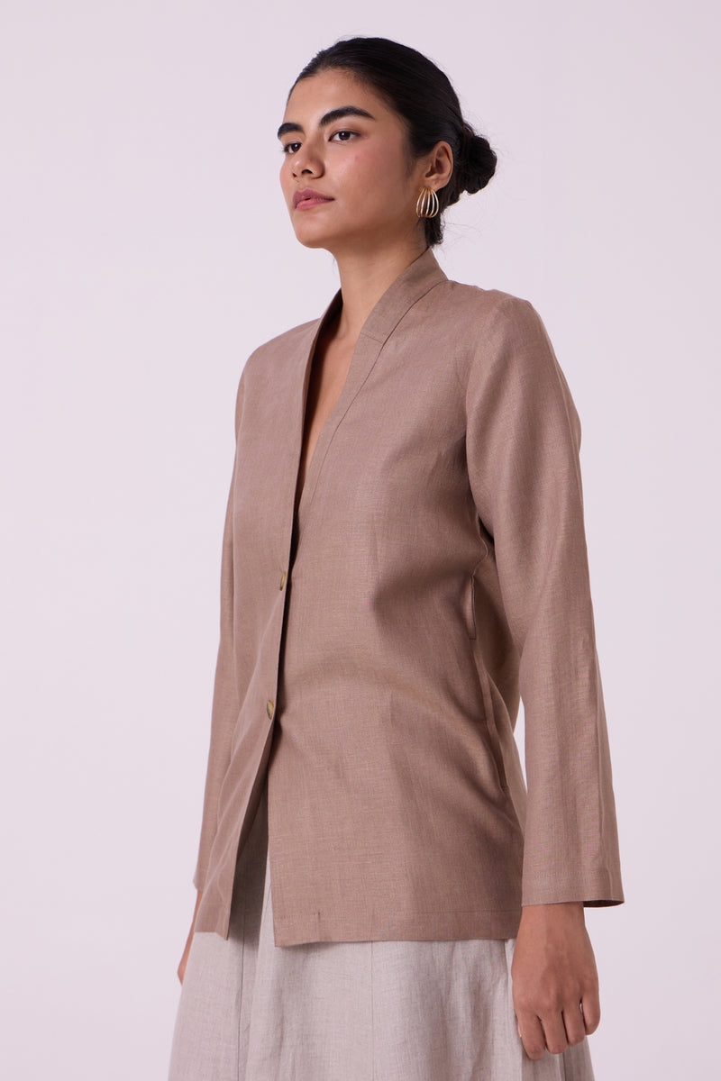 Darcy Brown Linen Jacket linen jacket/overlay by The Summer House in brown for women Worldwide