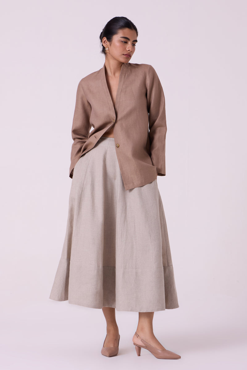Darcy Brown Linen Jacket linen jacket/overlay by The Summer House in brown for women Worldwide