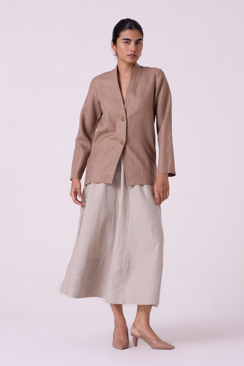 Darcy Brown Linen Jacket linen jacket/overlay by The Summer House in brown for women Worldwide