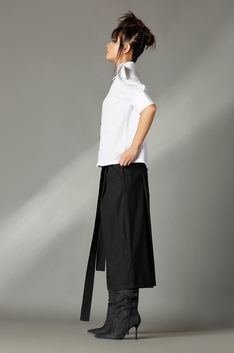 Drew Trousers in Black cotton by Chola in black color for women Worldwide