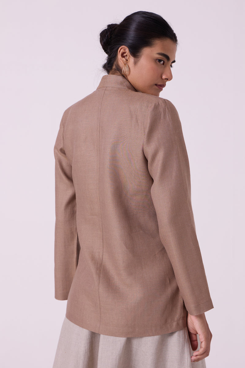 Darcy Brown Linen Jacket linen jacket/overlay by The Summer House in brown for women Worldwide
