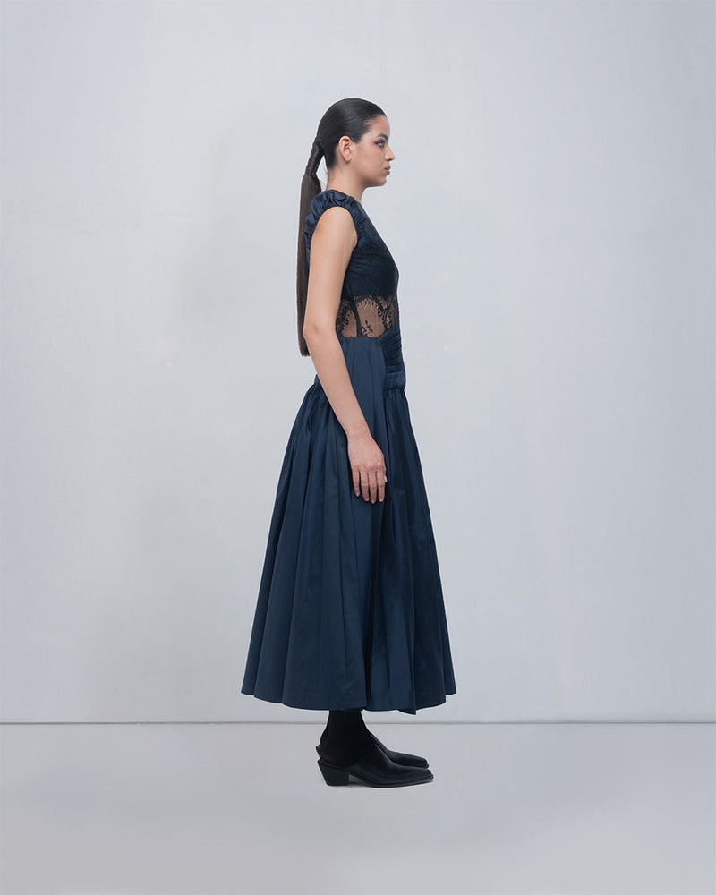 Anais Draped Dress viscose by Leh Studios in blue, black for women Worldwide