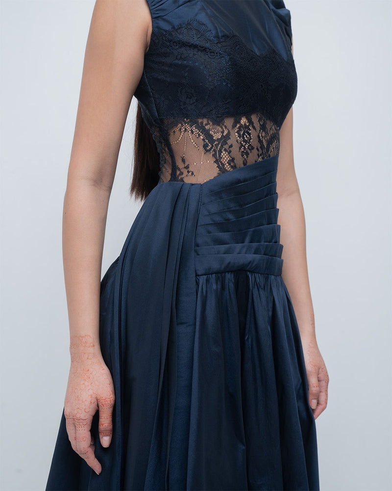Anais Draped Dress viscose by Leh Studios in blue, black for women Worldwide