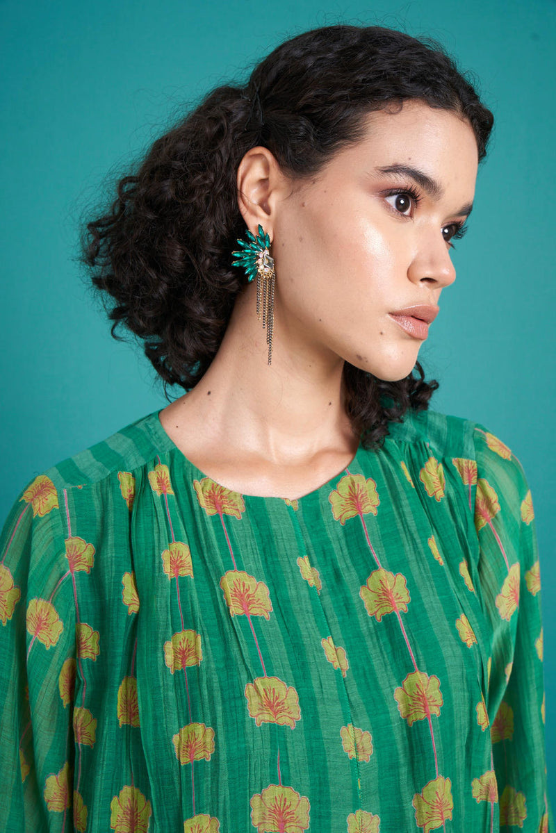 Bela mul cotton silk kurta set silk by Priti Prashant in green color for women Worldwide