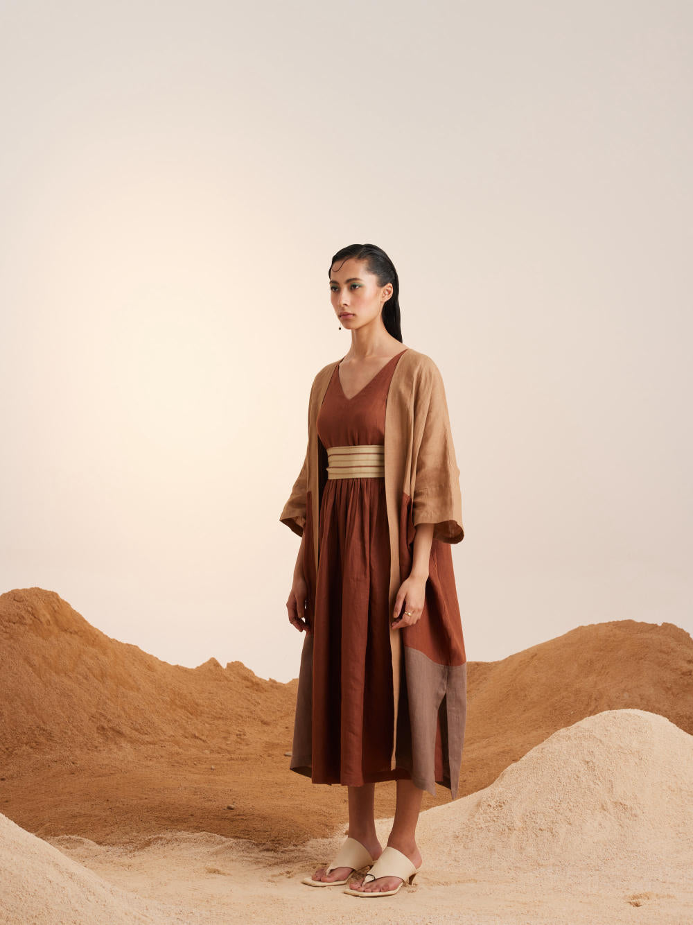 Freya Cape Set (3 pcs)-Sand-Rust & Ash