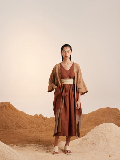 Freya Cape Set (3 pcs)-Sand-Rust & Ash