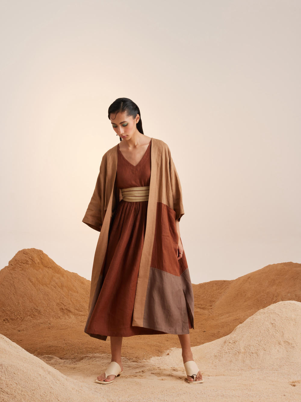 Freya Cape Set (3 pcs)-Sand-Rust & Ash