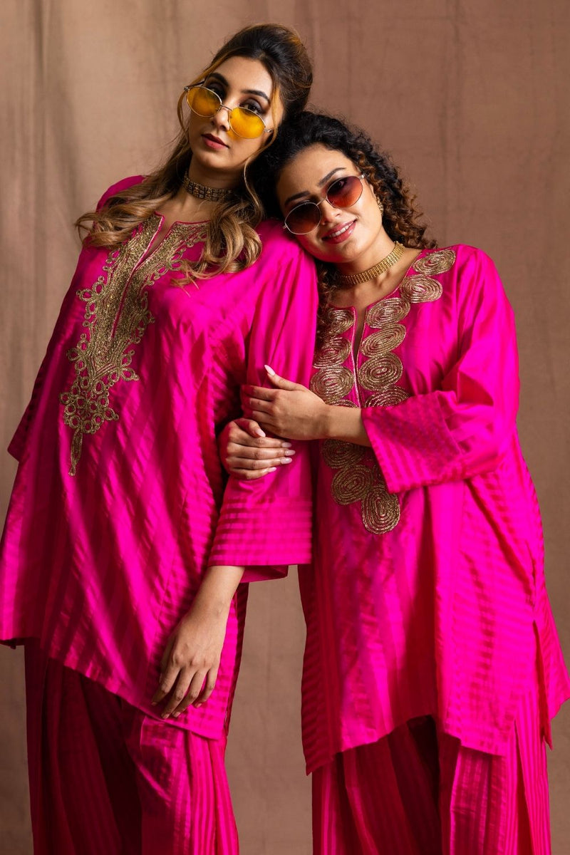 Silk Striped Farshi-Pink Stripes silk by Sabo by Sabina for women Worldwide