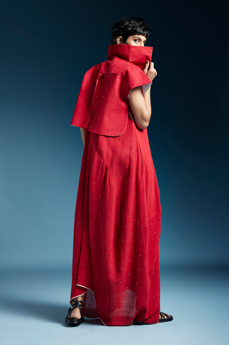 Lou Jacket-Red cotton by Chola in red color for women Worldwide