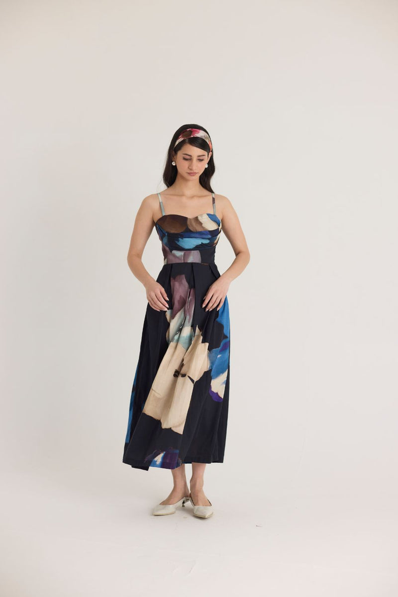 ROCCO COWL BRALETTE DRESS satin by Yam in black color for women Worldwide