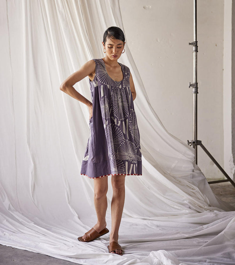 Riptide Dress cotton Dresses by Khara Kapas in grey for women Worldwide