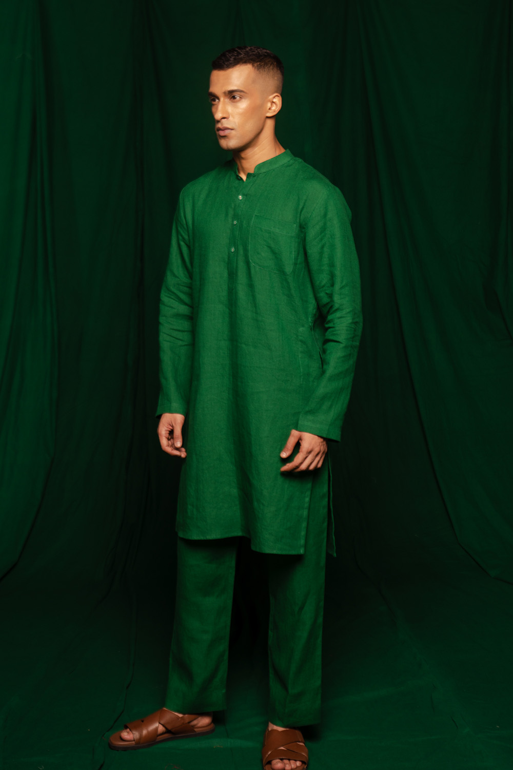 Panna Linen Kurta Set