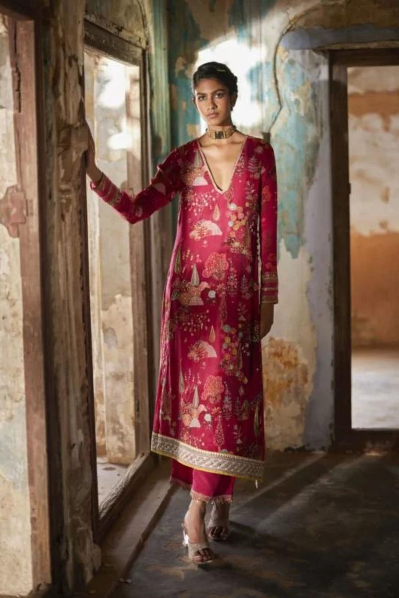 Nadira Magenta Kurta Set by Rajiramniq for women Worldwide