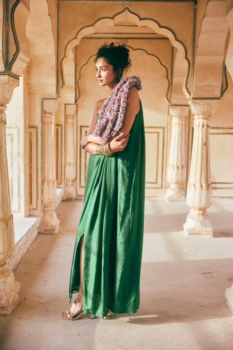 PH-2307 Maxi-Emerald green by Paulmi & Harsh in green color for women Worldwide