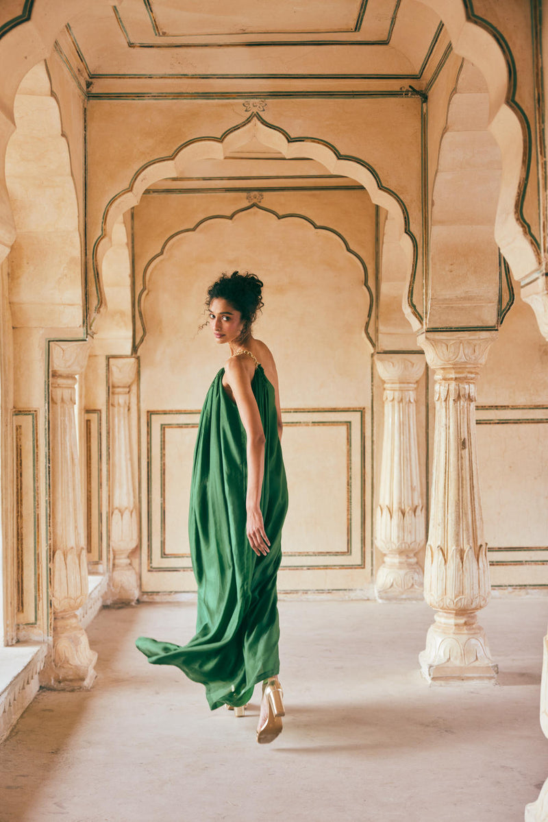 PH-2307 Maxi-Emerald green by Paulmi & Harsh in green color for women Worldwide