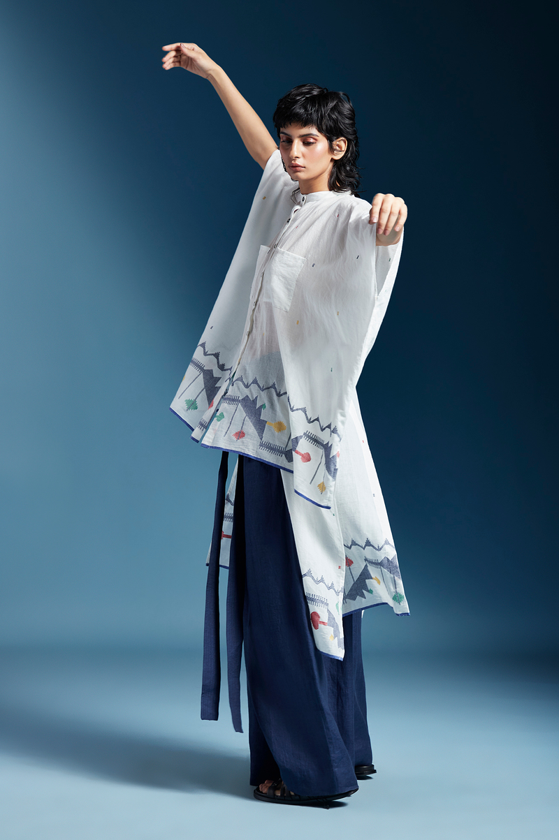 Nisa Shirt-White cotton by Chola in white color for women Worldwide