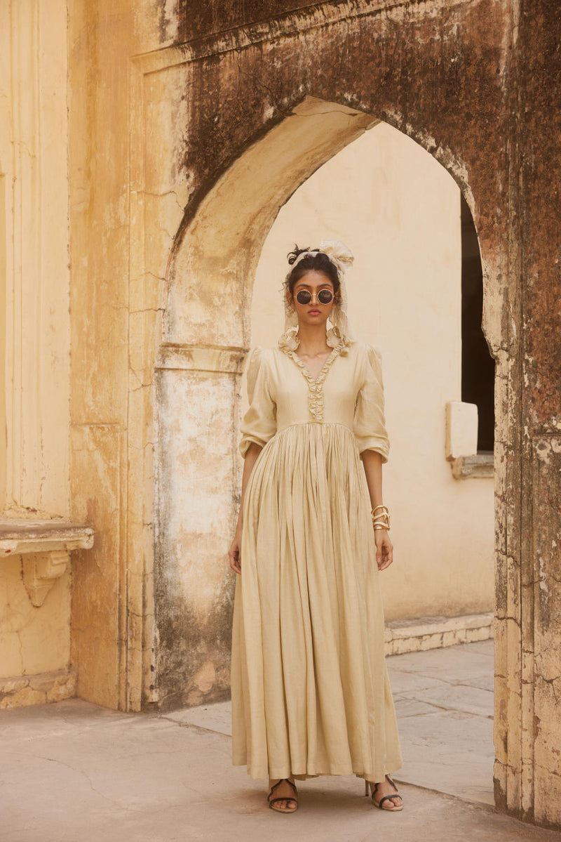 PH-2316 Maxi -Ivory by Paulmi & Harsh in ivory color for women Worldwide