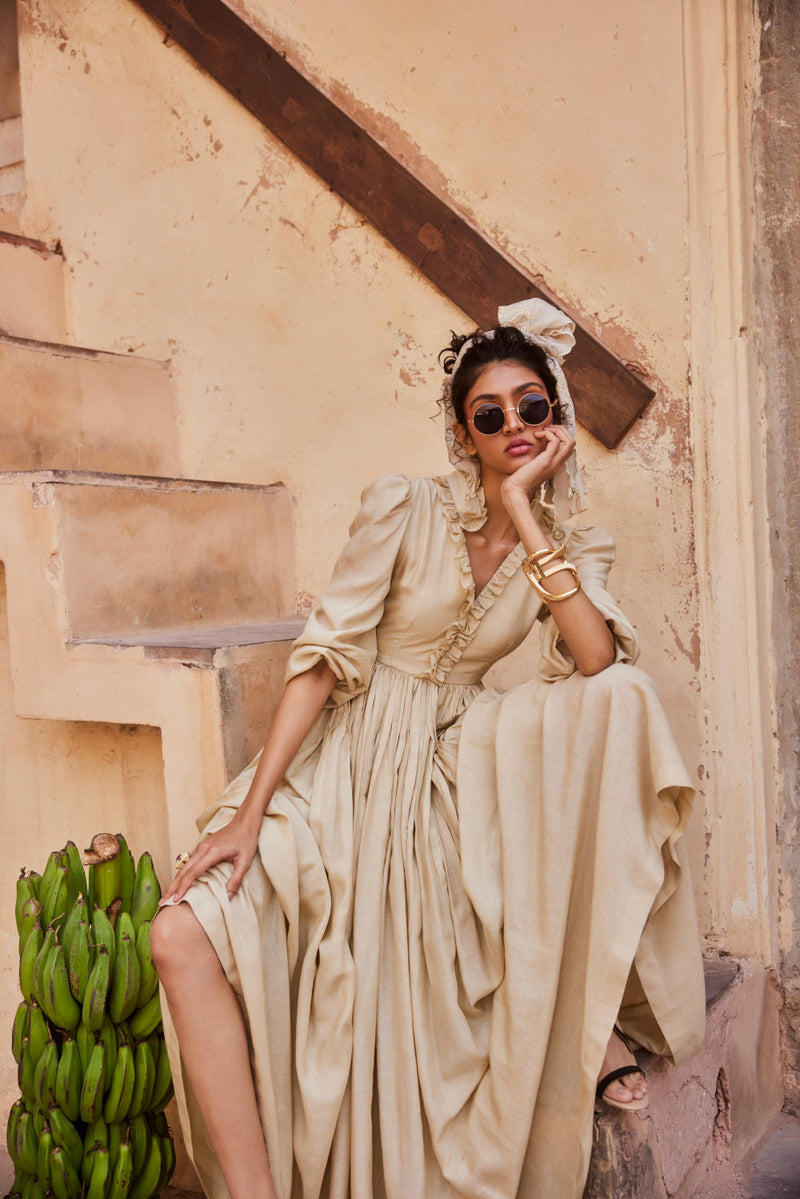 PH-2316 Maxi -Ivory by Paulmi & Harsh in ivory color for women Worldwide