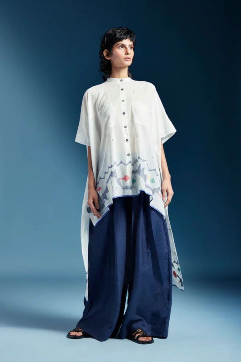 Nisa Shirt-White cotton by Chola in white color for women Worldwide