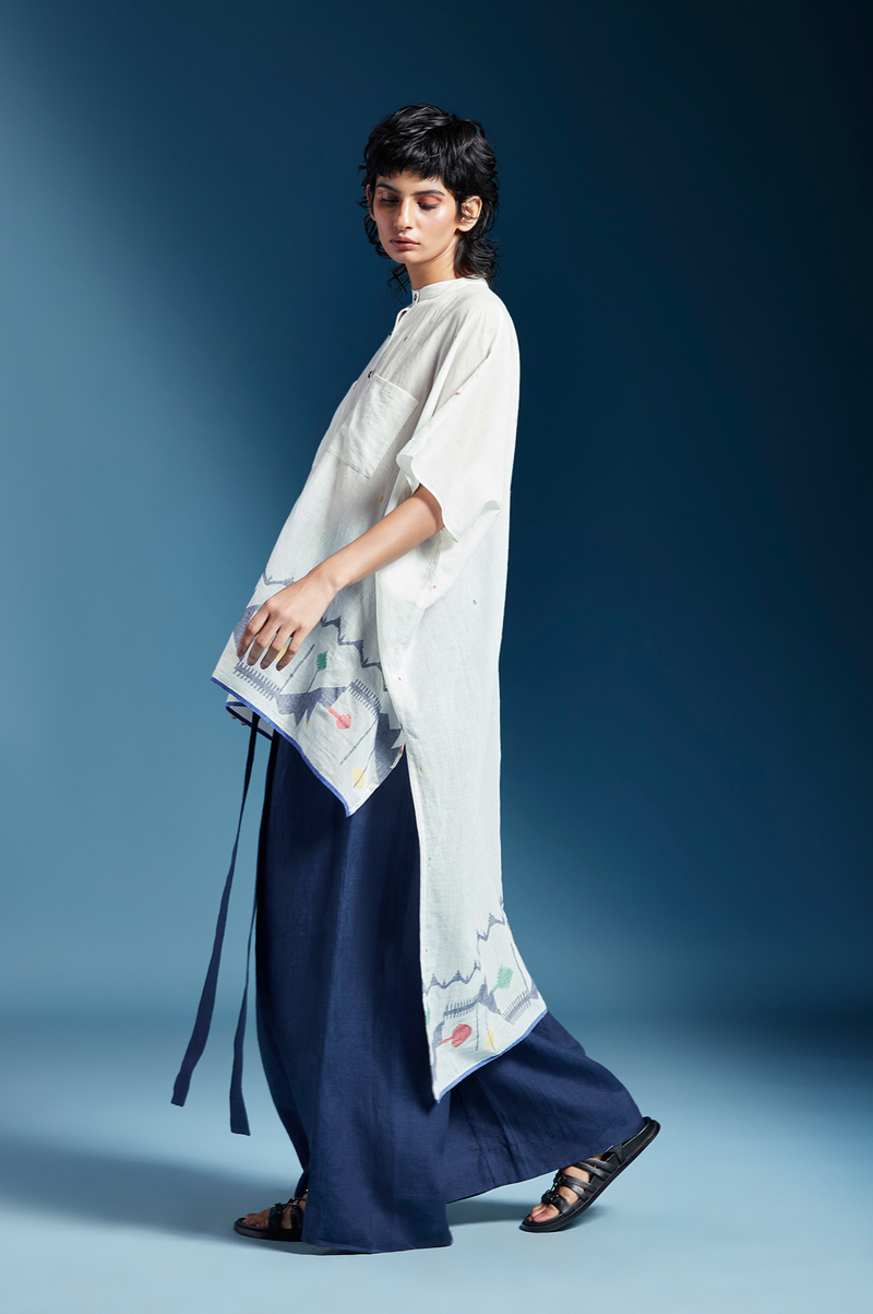Nisa Shirt-White cotton by Chola in white color for women Worldwide