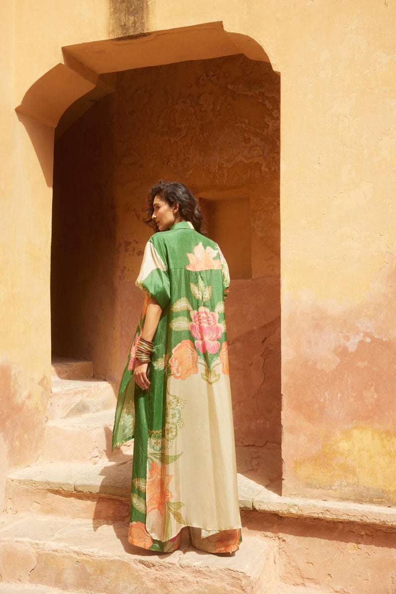 PH-2330 
Kurta 
Pants Set-Green with multi color print by Paulmi & Harsh in green color for women Worldwide