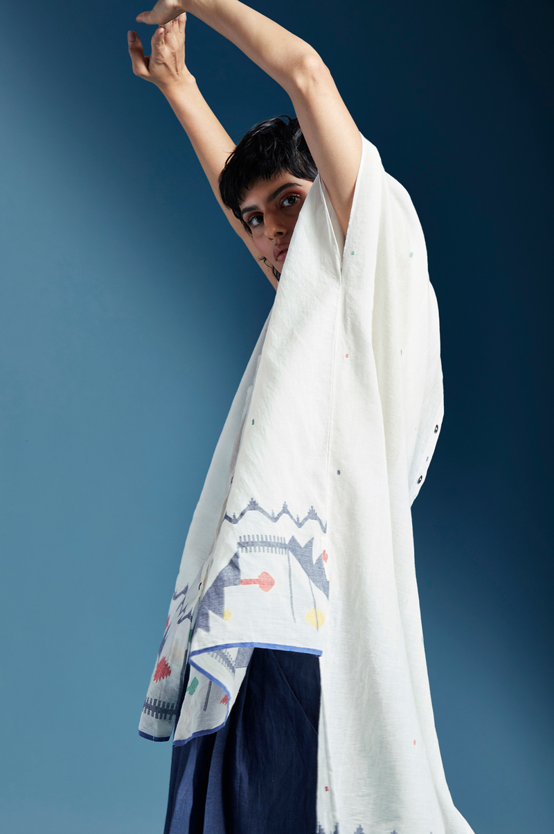 Nisa Shirt-White cotton by Chola in white color for women Worldwide