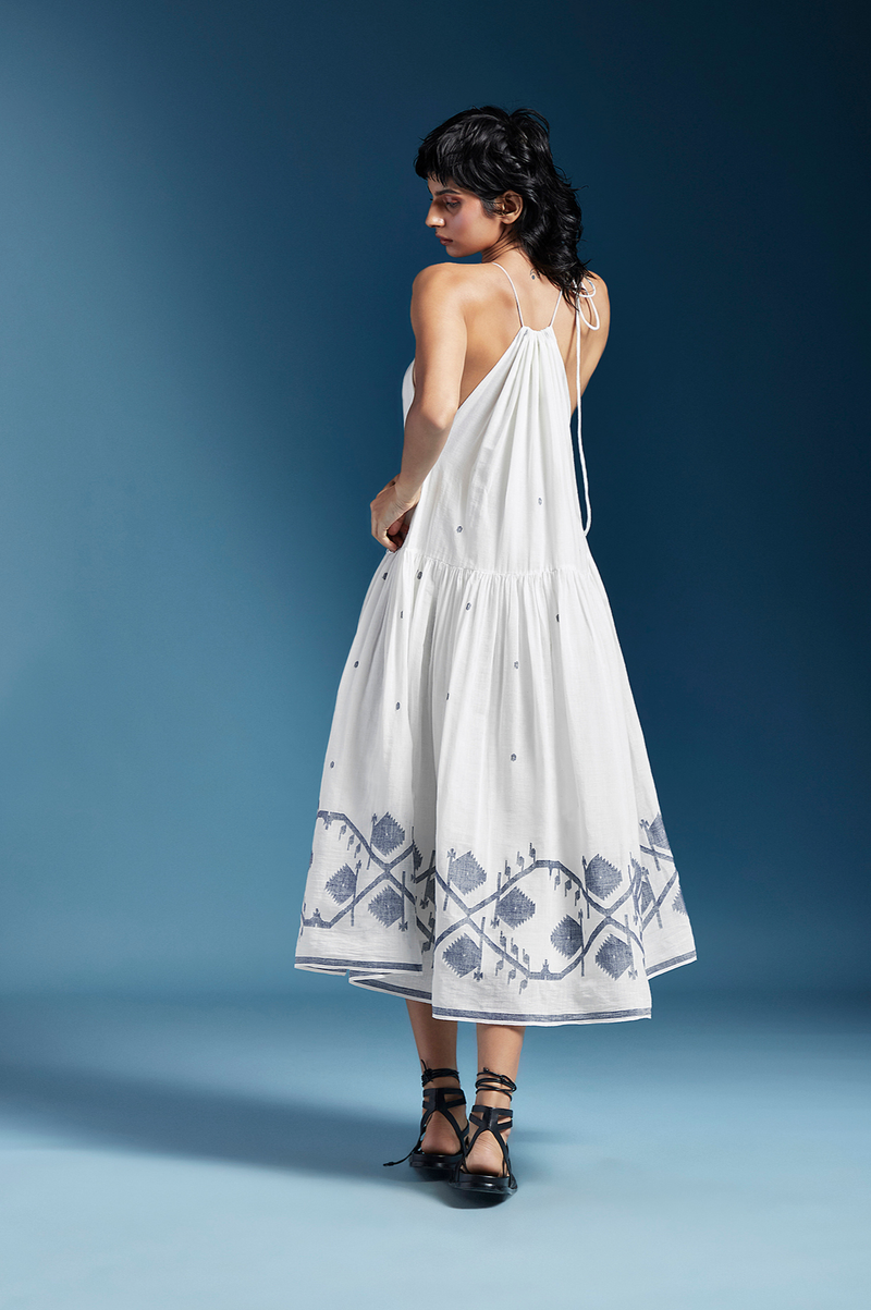 Tiffany Dress-White cotton by Chola in white color for women Worldwide