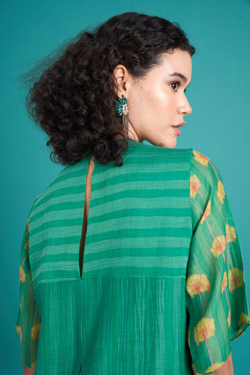 Abeer mul cotton silk kurta set silk by Priti Prashant in green color for women Worldwide