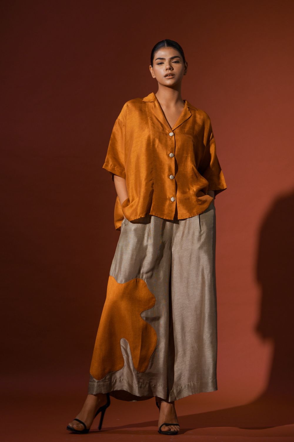 Podi Shirt-Rust Orange + Grey