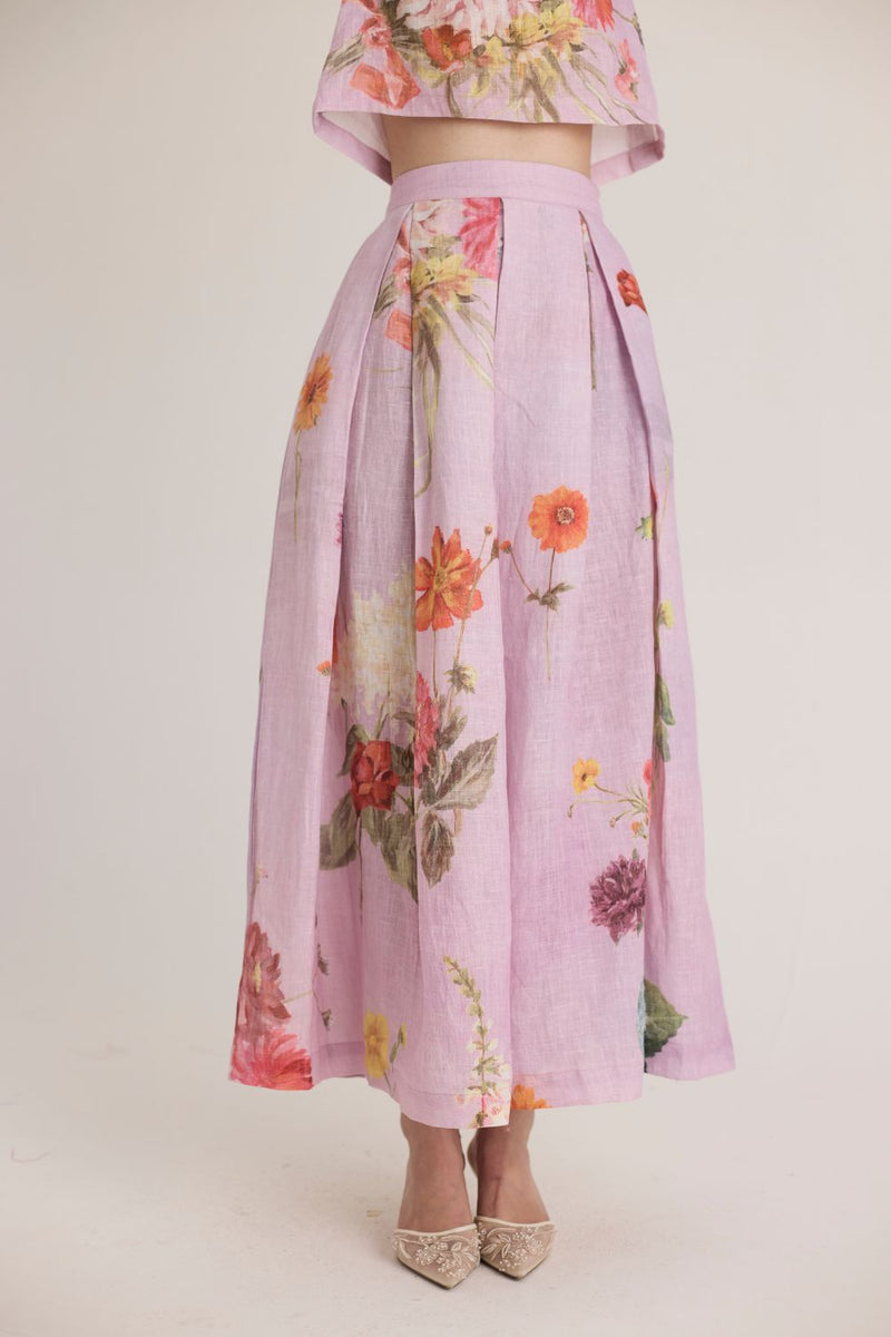 GIGGLE BERRY LINEN TOP & SKIRT SET by Yam for women Worldwide