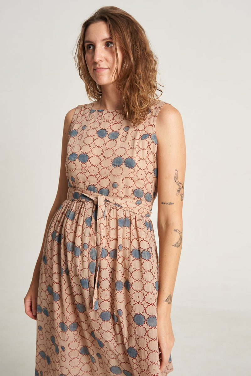 Geometric Flower Wrap-On Dress cotton by World of Crow for Worldwide