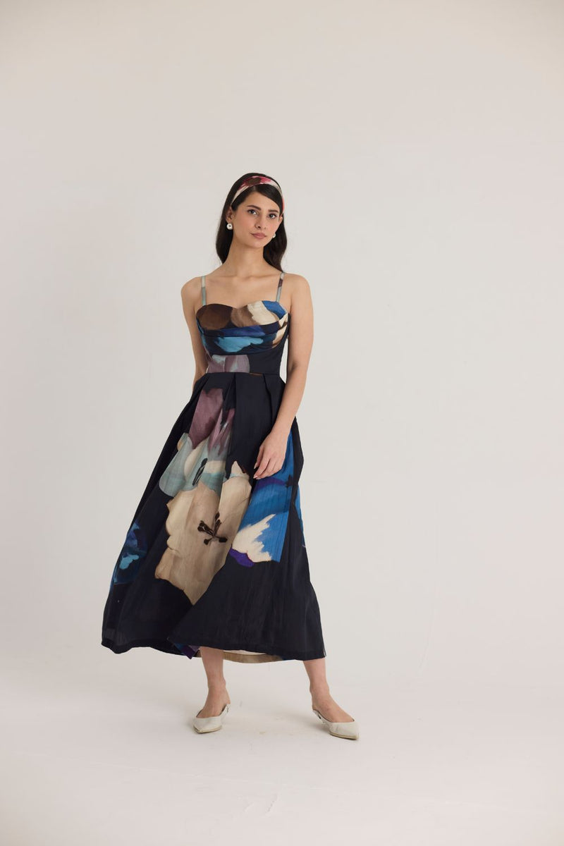 ROCCO COWL BRALETTE DRESS satin by Yam in black color for women Worldwide