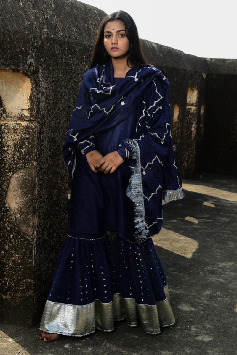 Neelima Kurta Set chanderi by Tokree in blue color for women Worldwide