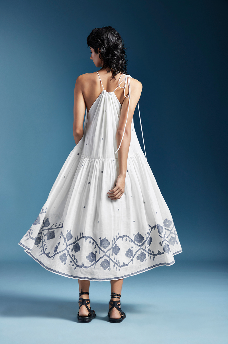 Tiffany Dress-White cotton by Chola in white color for women Worldwide
