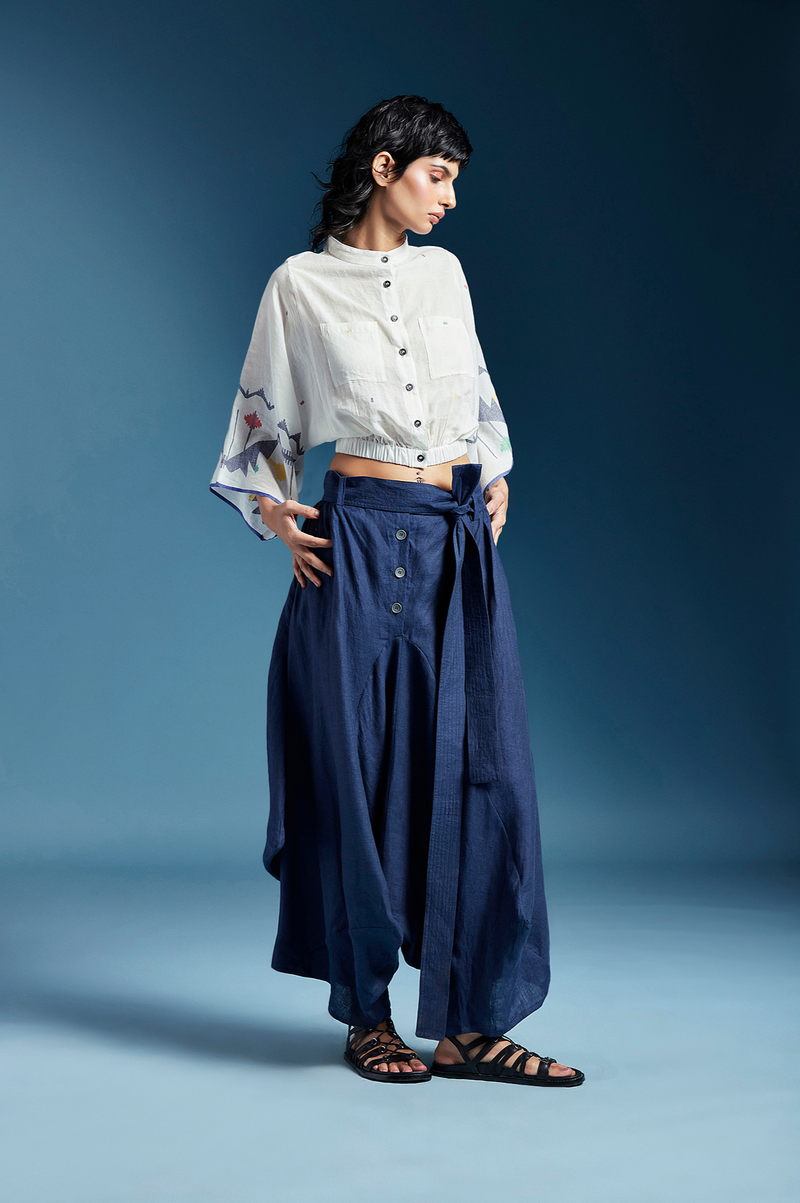 Lea Shirt-White cotton by Chola in white color for women Worldwide
