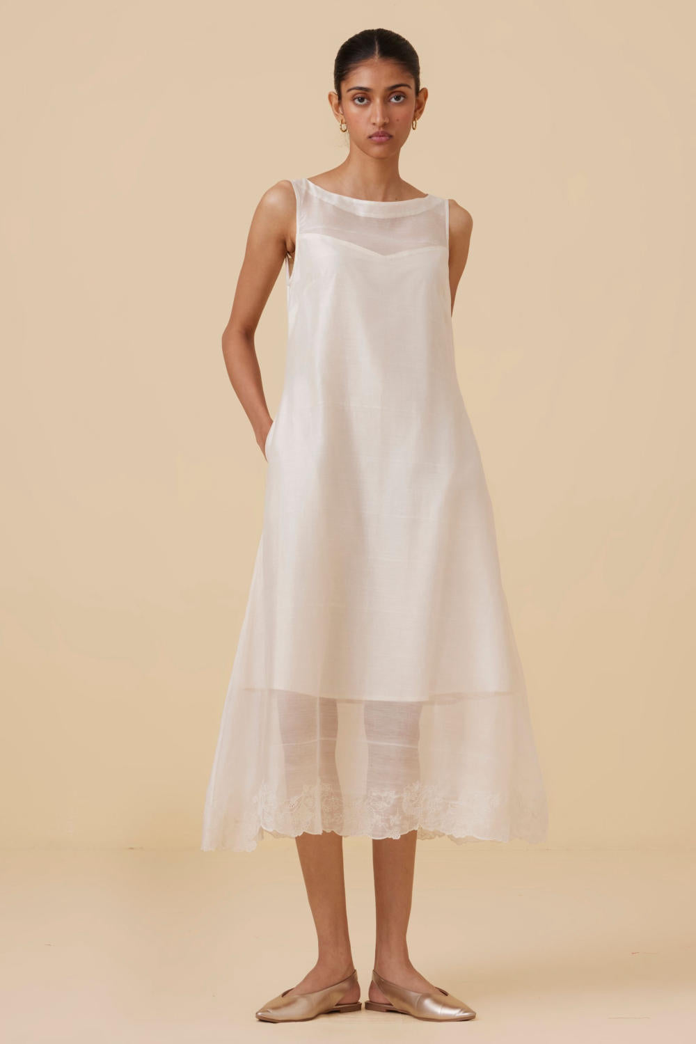 Reyah Handwoven Embroidered Midi Dress