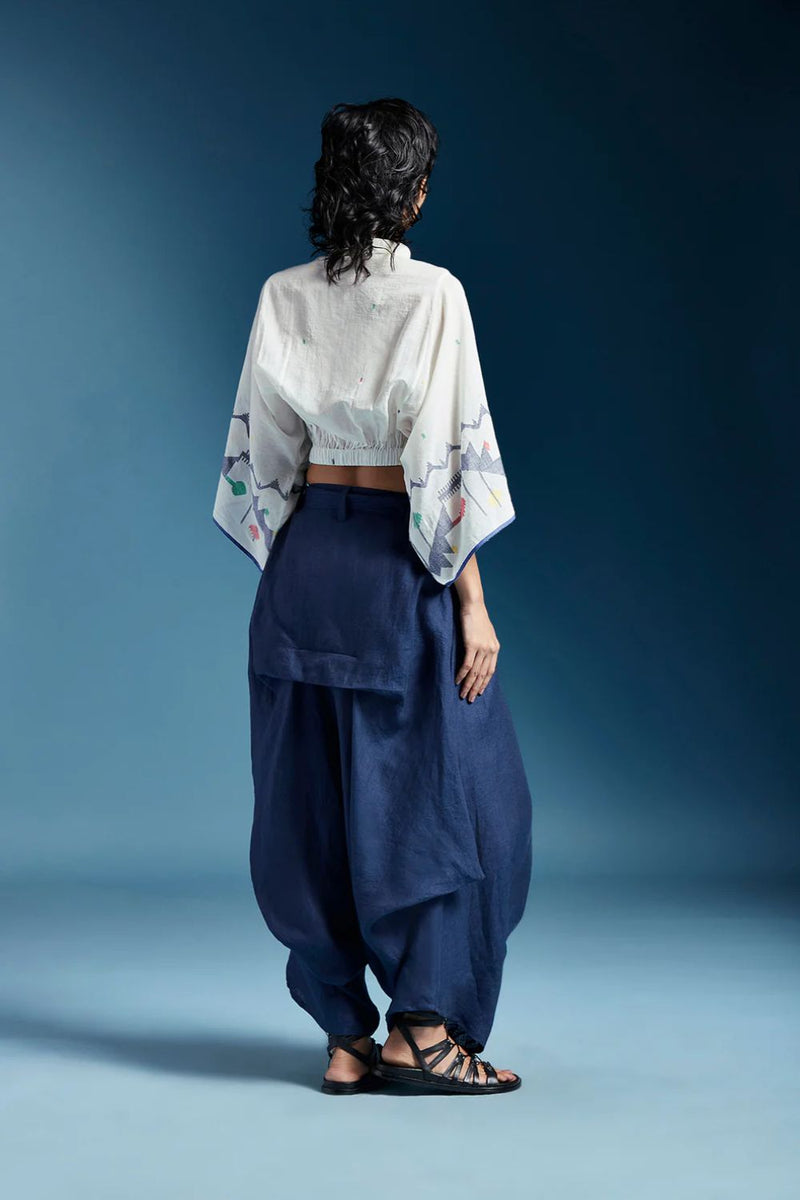 Abir Trousers in Blue-Midnight Blue by Chola in blue color for women Worldwide