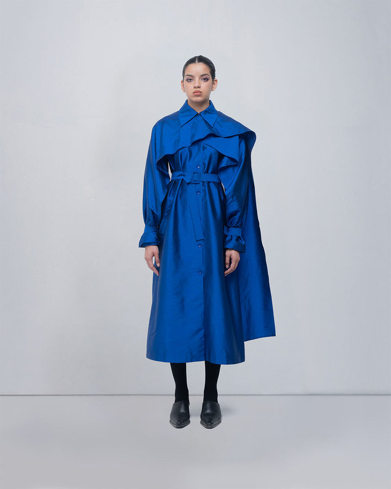 Cleo Trench viscose by Leh Studios in blue for women Worldwide