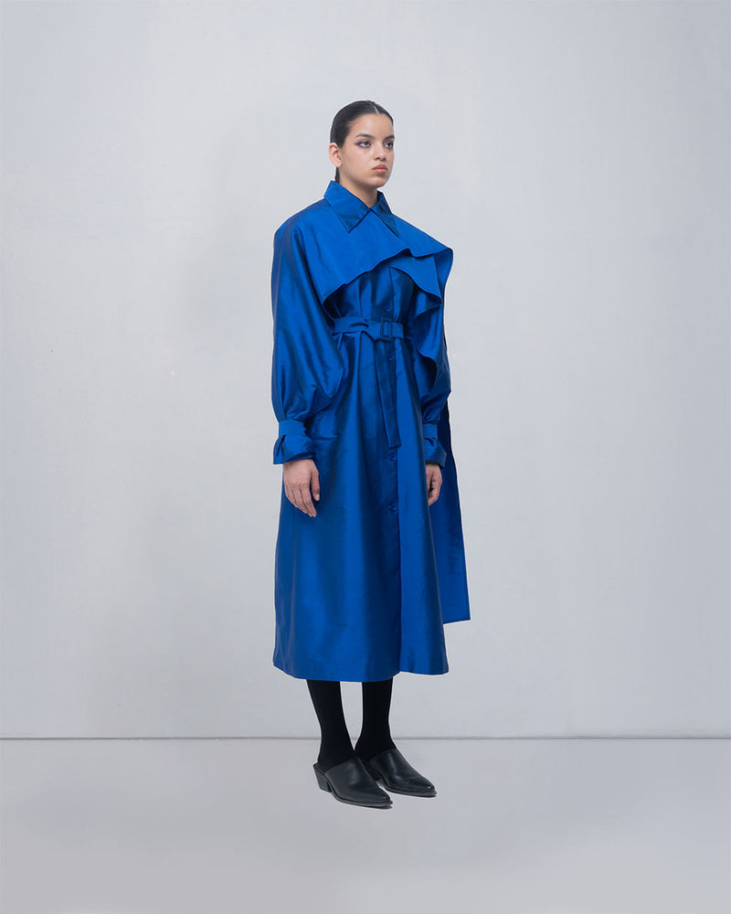 Cleo Trench viscose by Leh Studios in blue for women Worldwide