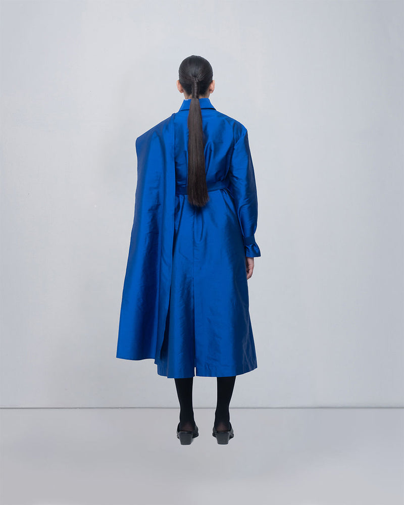 Cleo Trench viscose by Leh Studios in blue for women Worldwide