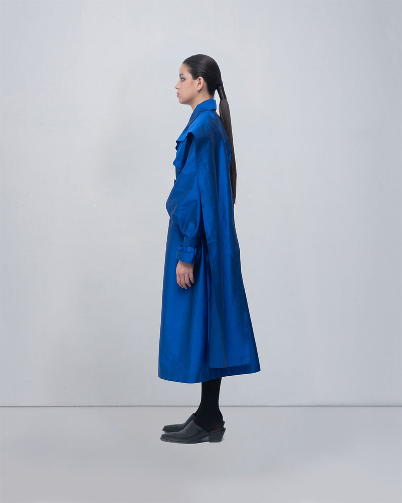 Cleo Trench viscose by Leh Studios in blue for women Worldwide
