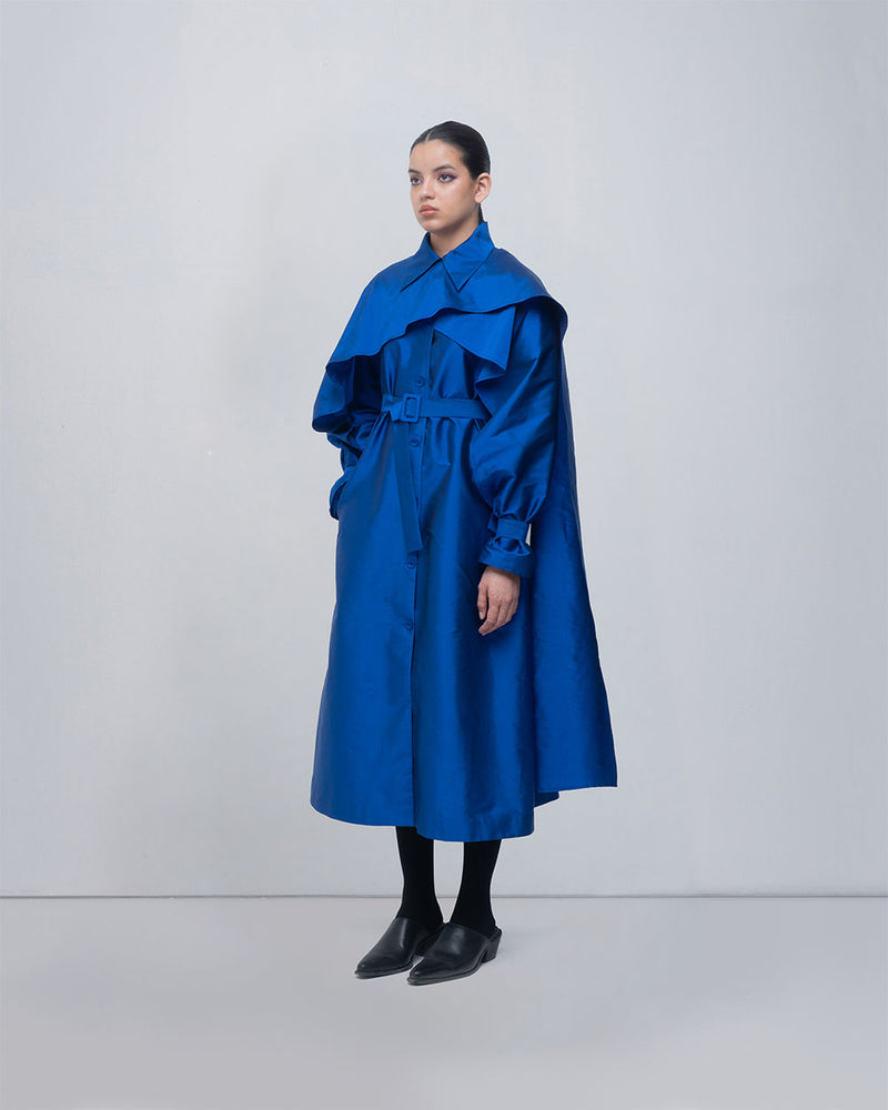 Cleo Trench viscose by Leh Studios in blue for women Worldwide