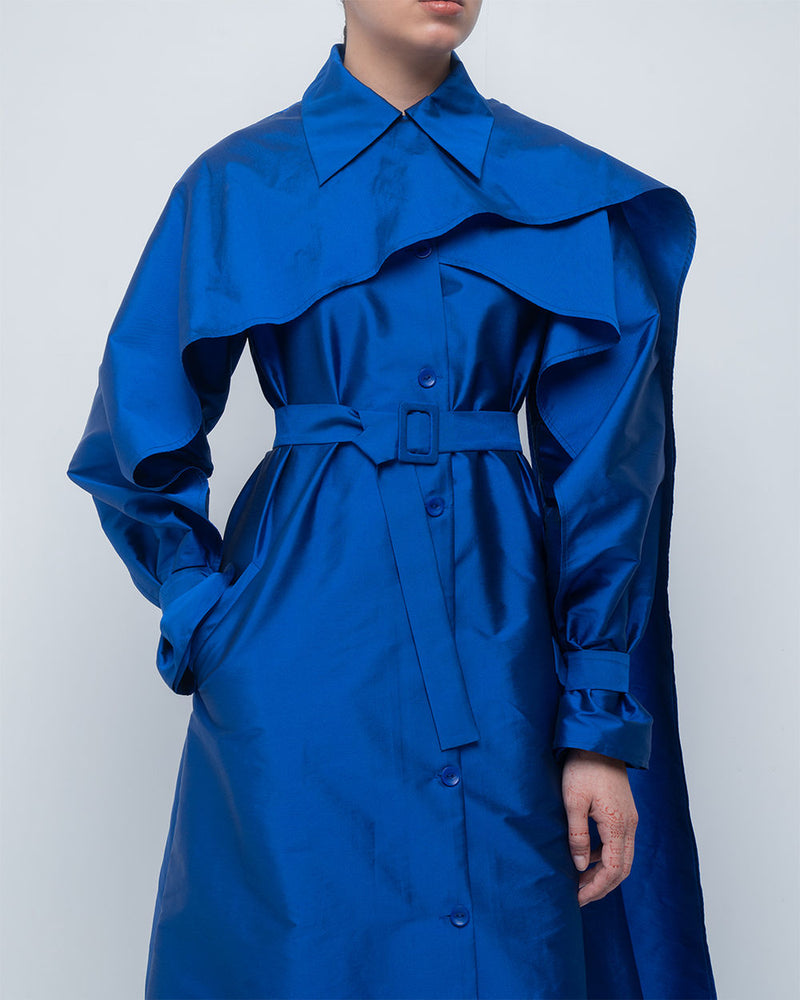 Cleo Trench viscose by Leh Studios in blue for women Worldwide