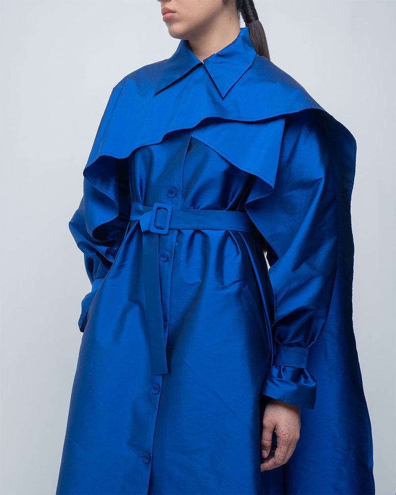 Cleo Trench viscose by Leh Studios in blue for women Worldwide